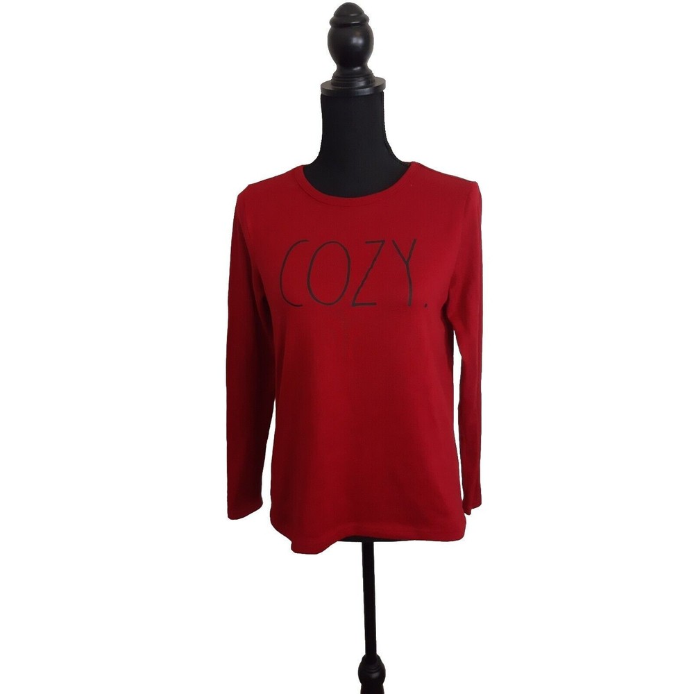 Rae Dunn Sweater Womens Size Small Red Super Soft "Cozy" Long Sleeve Christmas